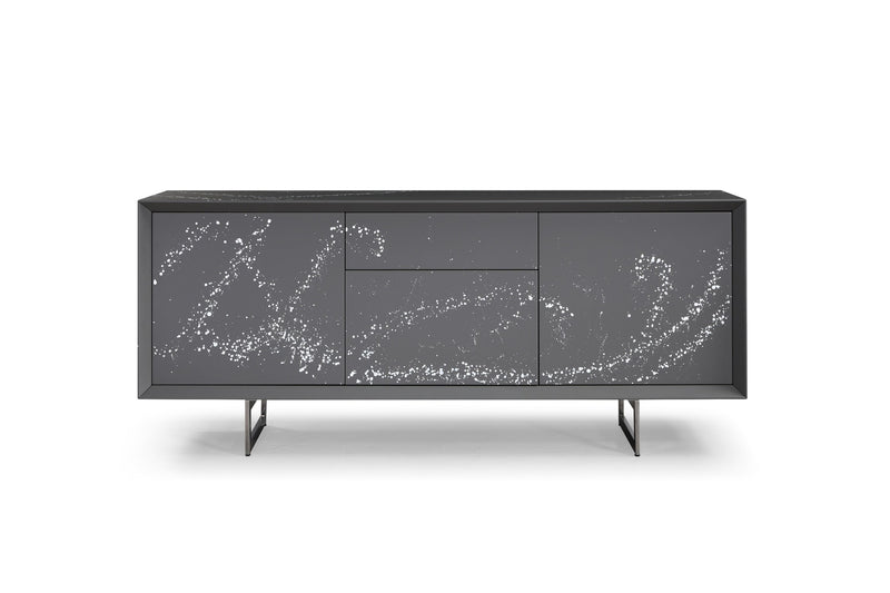 Modrest Hawick - Contemporary Dark Grey + Abstract White Paint Buffet