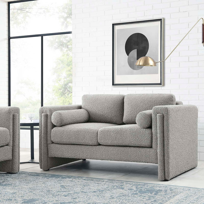 Visible Boucle Fabric Loveseat