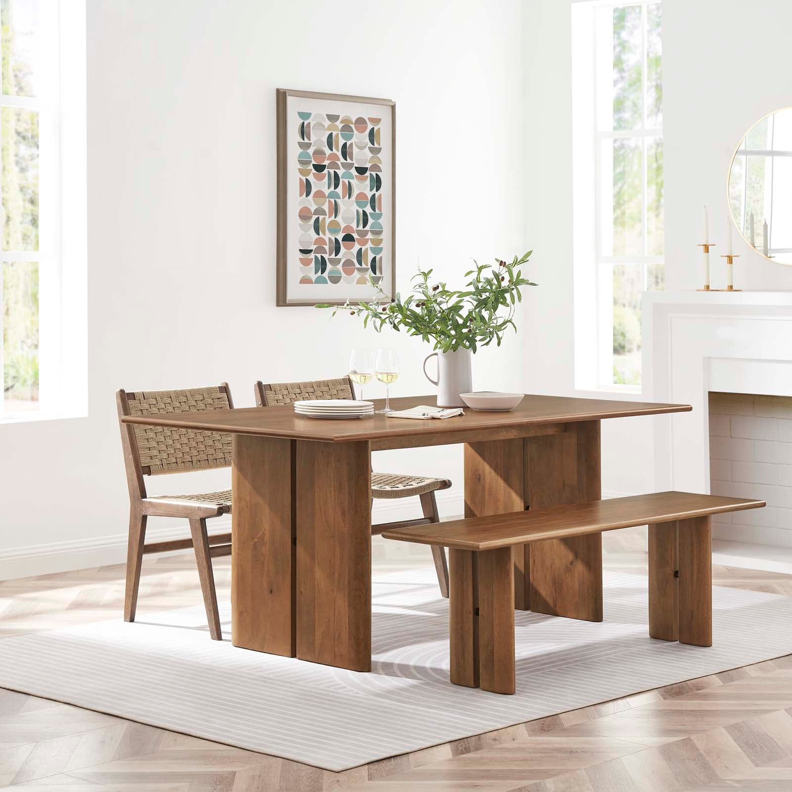 Amistad 72" Wood Dining Table and Bench Set