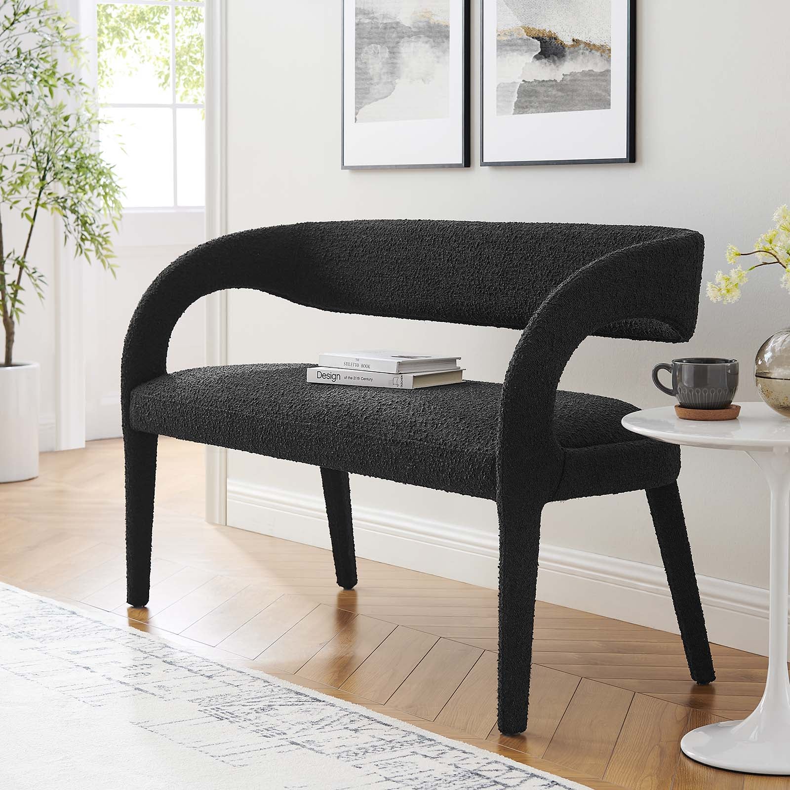 Pinnacle Boucle Fabric Accent Bench