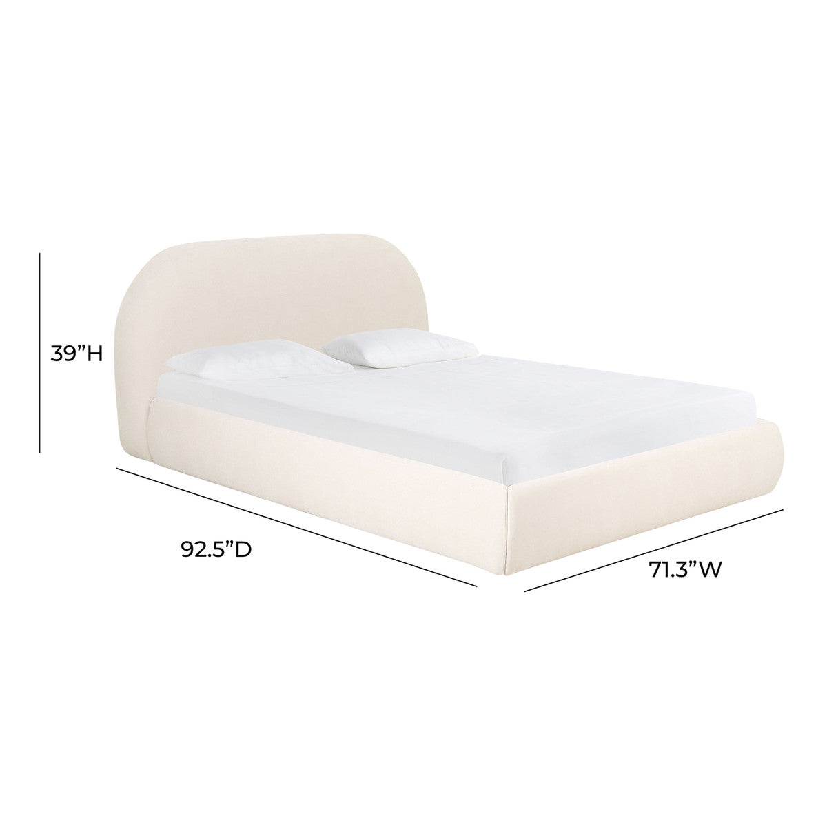 Bara Cream Textured Velvet Bed