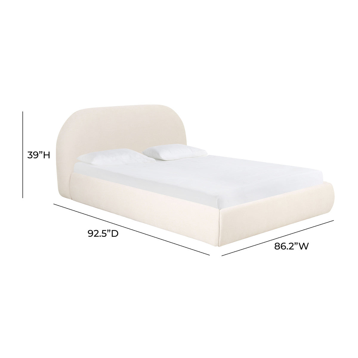 Bara Cream Textured Velvet Bed