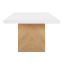 Madeline White Gloss and Natural Ash 92" Rectangular Dining Table