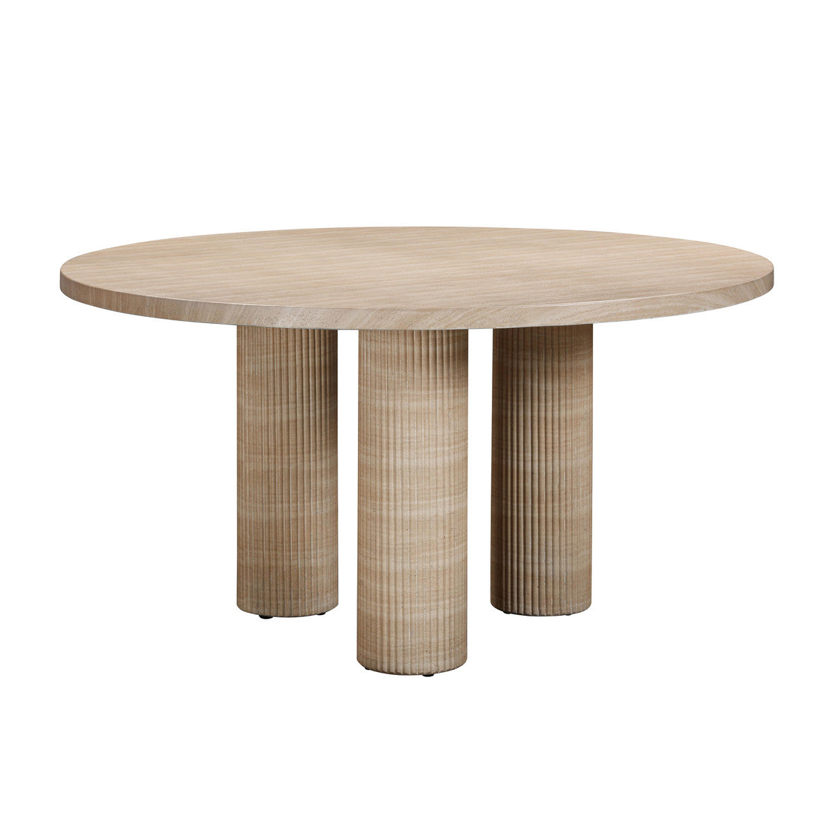 Patti Textured Faux Travertine Indoor / Outdoor Round Dining Table