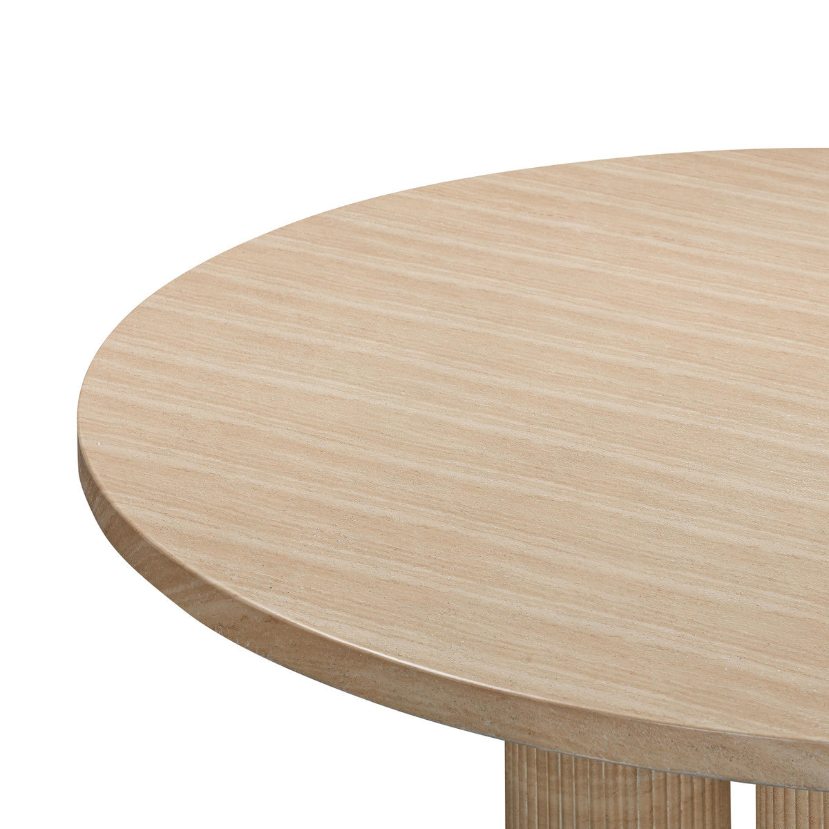Patti Textured Faux Travertine Indoor / Outdoor Round Dining Table