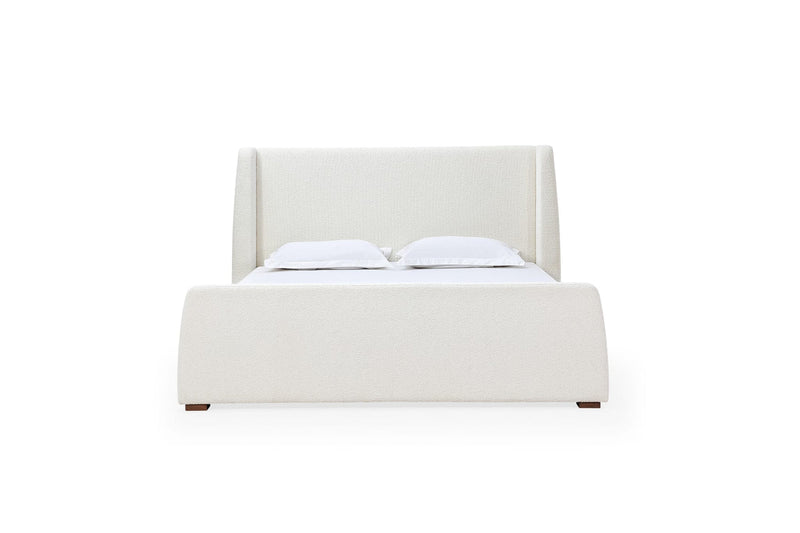 Presley Upholstered Wingback Platform Bed in Cottage Cheese Boucle
