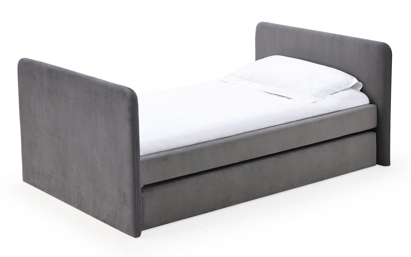 Elora Upholstered Daybed with Trundle in Charcoal Velvet