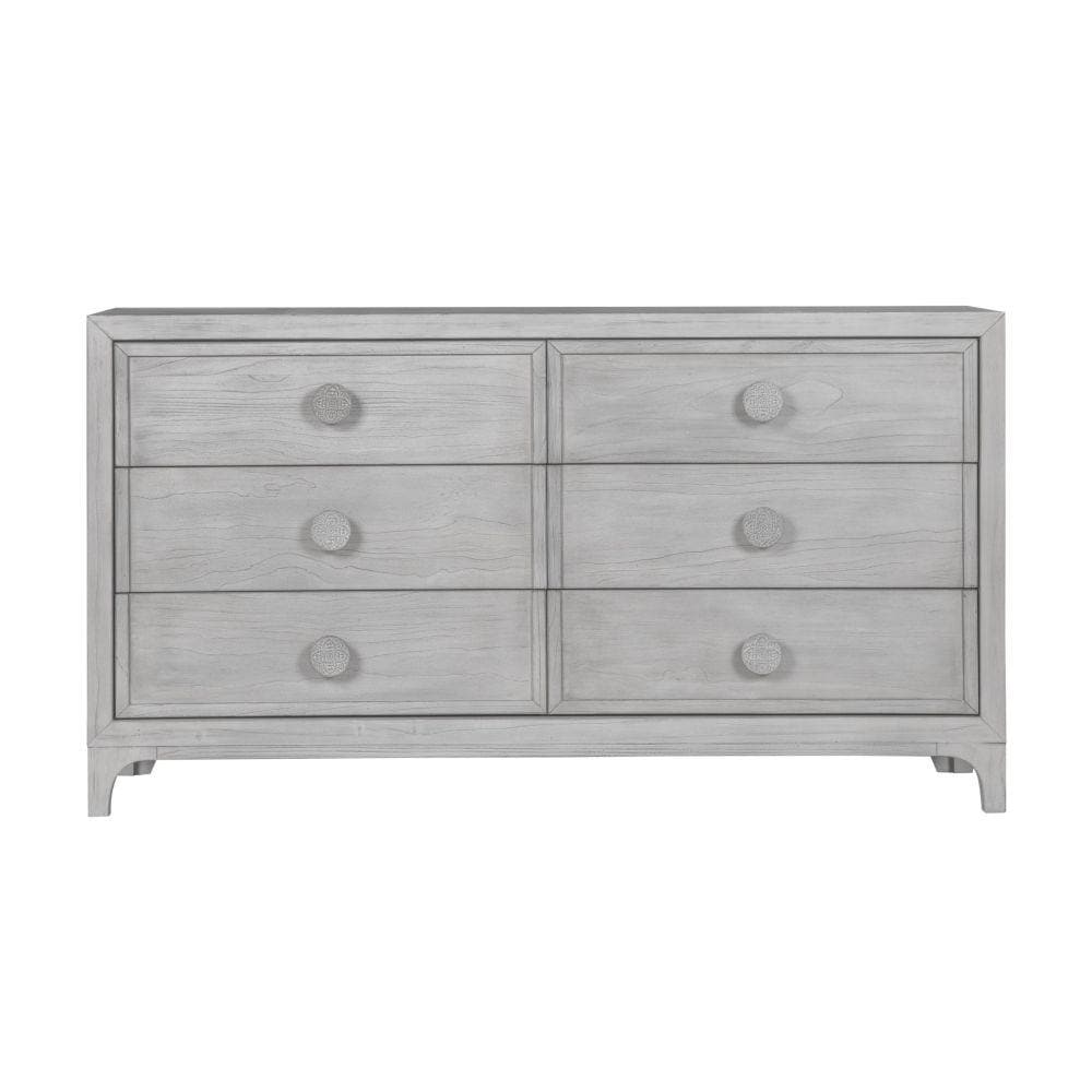 Boho Chic Six-Drawer Dresser in Washed White (2024)