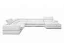 Divani Casa Pella - Modern White Bonded Leather U Shaped Sectional Sofa