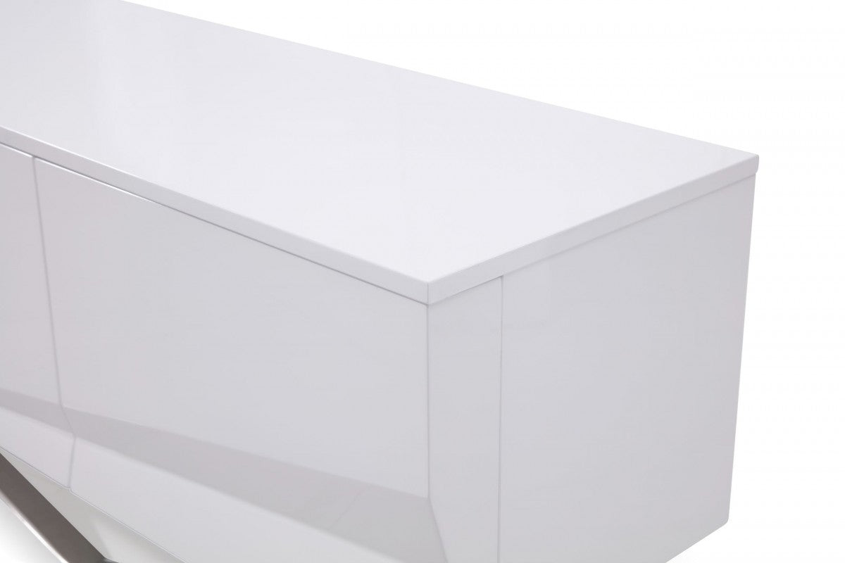Modrest Duke - Modern White & Stainless Steel TV Stand