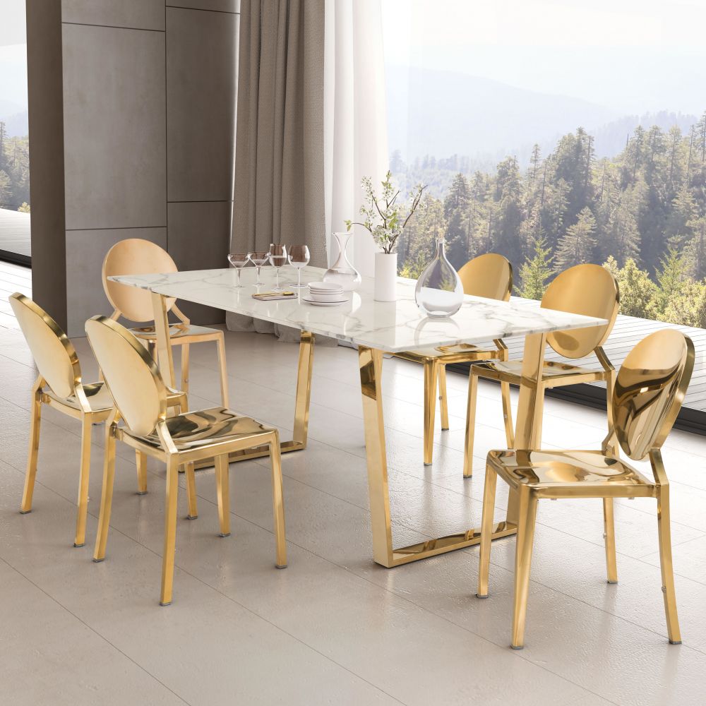 Atlas Dining Table White & Gold