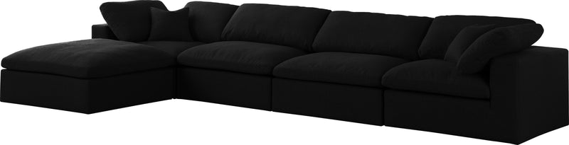 Serene 5 Piece Linen Deluxe Modular Overstuffed Reversible Sectional