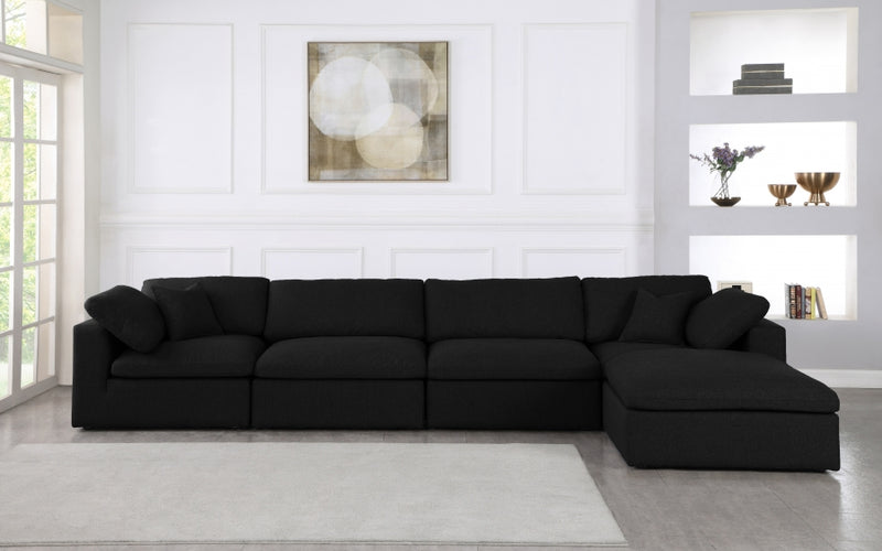 Serene 5 Piece Linen Deluxe Modular Overstuffed Reversible Sectional