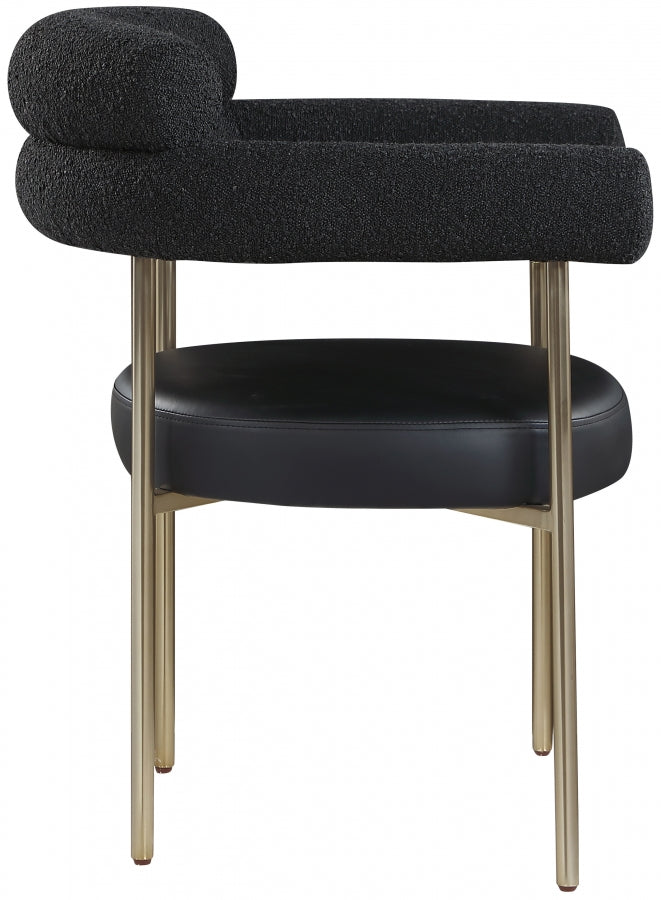 Blake Boucle Fabric and Faux Leather Dining Chair