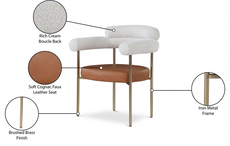Blake Boucle Fabric and Faux Leather Dining Chair