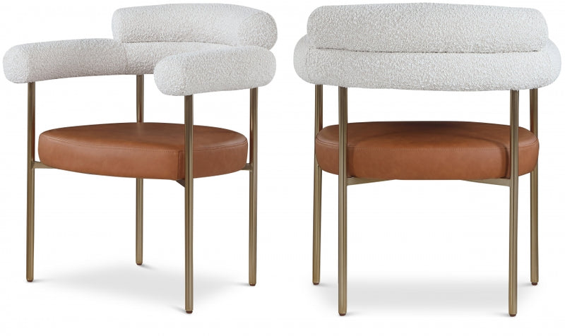 Blake Boucle Fabric and Faux Leather Dining Chair