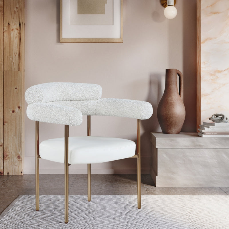 Blake Boucle Fabric and Faux Leather Dining Chair