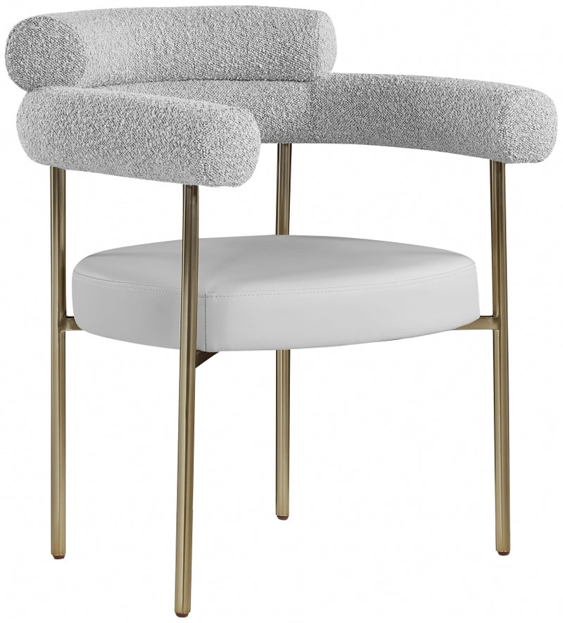 Blake Boucle Fabric and Faux Leather Dining Chair