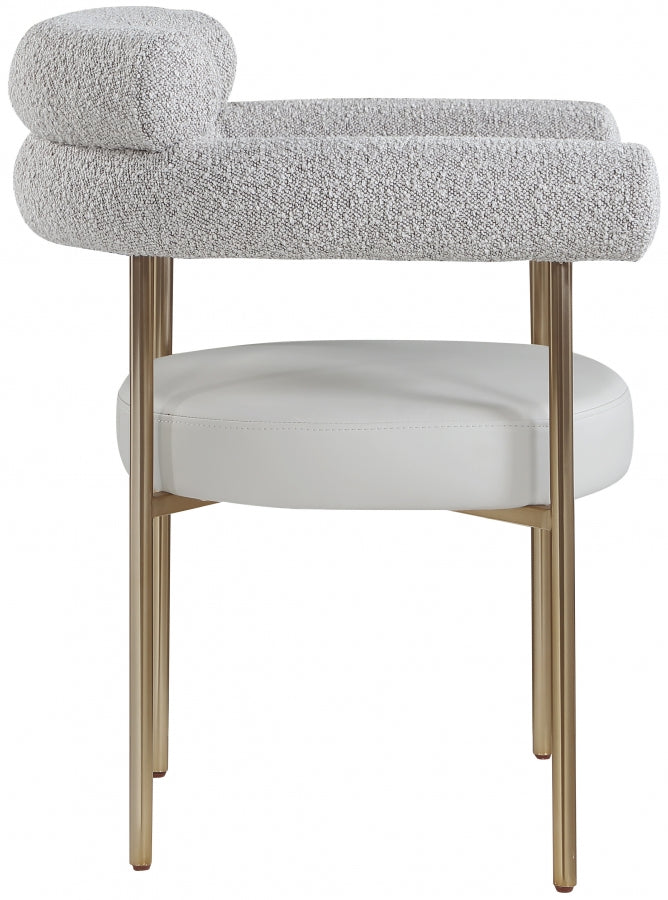 Blake Boucle Fabric and Faux Leather Dining Chair