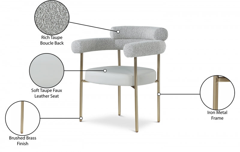 Blake Boucle Fabric and Faux Leather Dining Chair