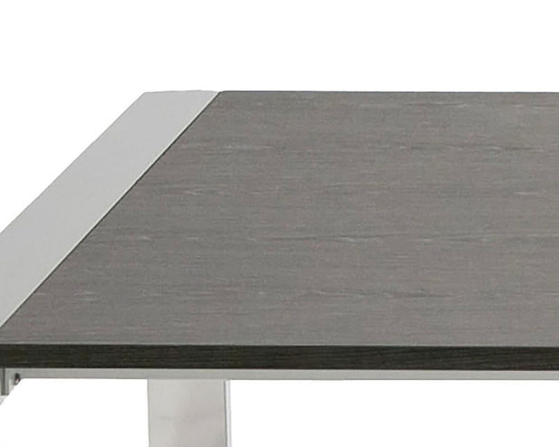 Modrest Fauna - Modern Elm Grey & Stainless Steel Chrome Dining Table