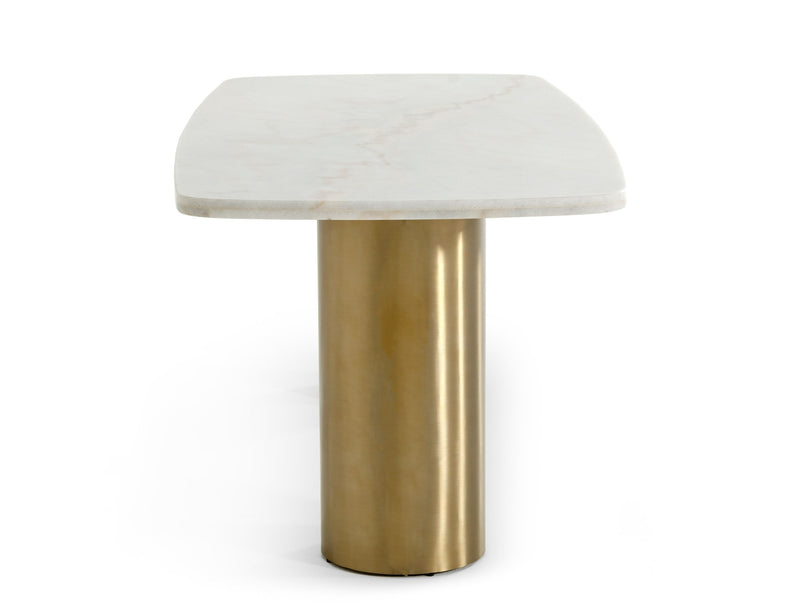 Modrest Rocky - Glam White Marble & Brush Gold Large Dining Table