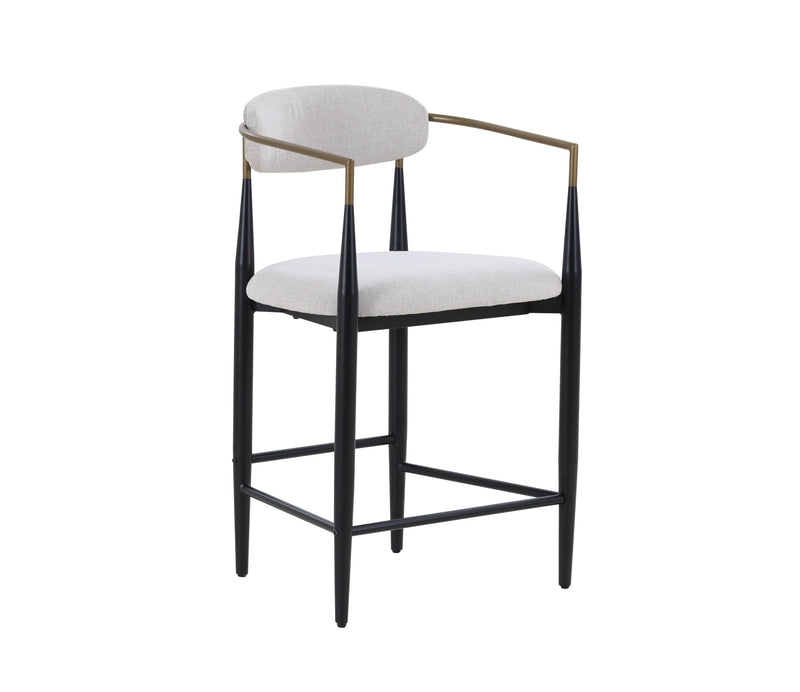 Modrest Buchtel - Mid-Century Modern Light Grey + Gold Arm + Black Counter Chair