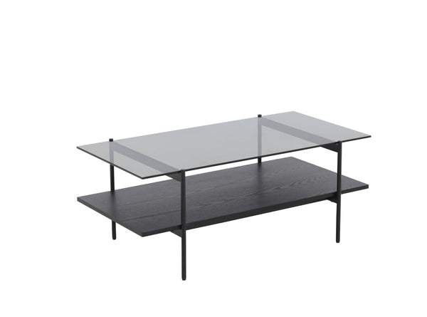 Modrest Conley - Mid-Century Modern Grey Glass + Black Ash Coffee Table