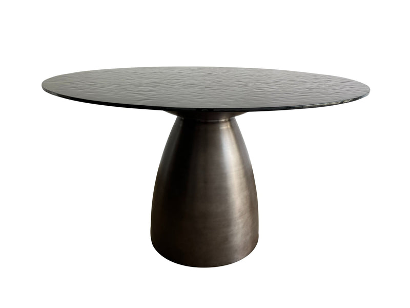 Modrest Calexico - Contemporary Black Wave Glass Round Dining Table