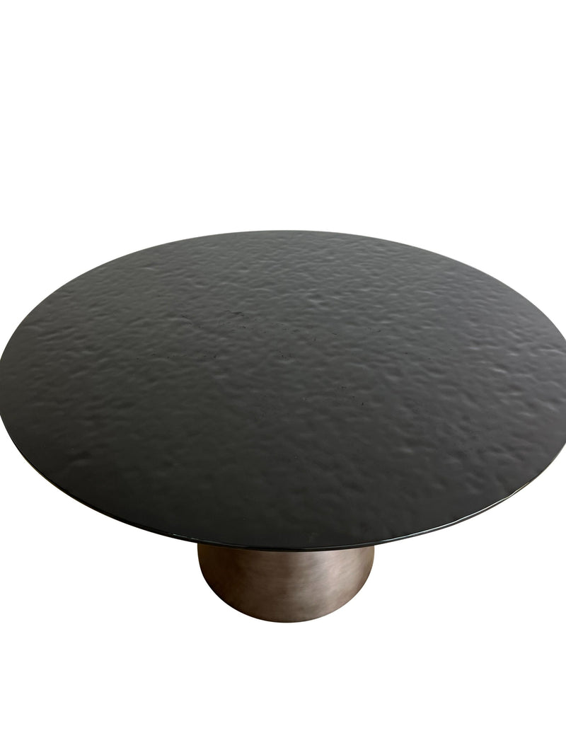 Modrest Calexico - Contemporary Black Wave Glass Round Dining Table