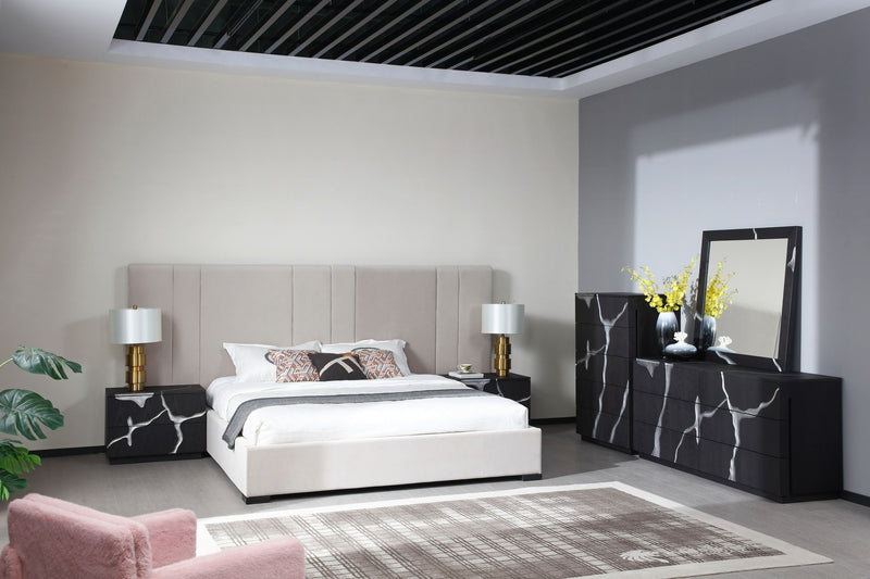Penelope - Modern Grey Velvet Bed