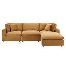 Commix Down Filled Overstuffed Performance Velvet 4-Piece Sectional Sofa