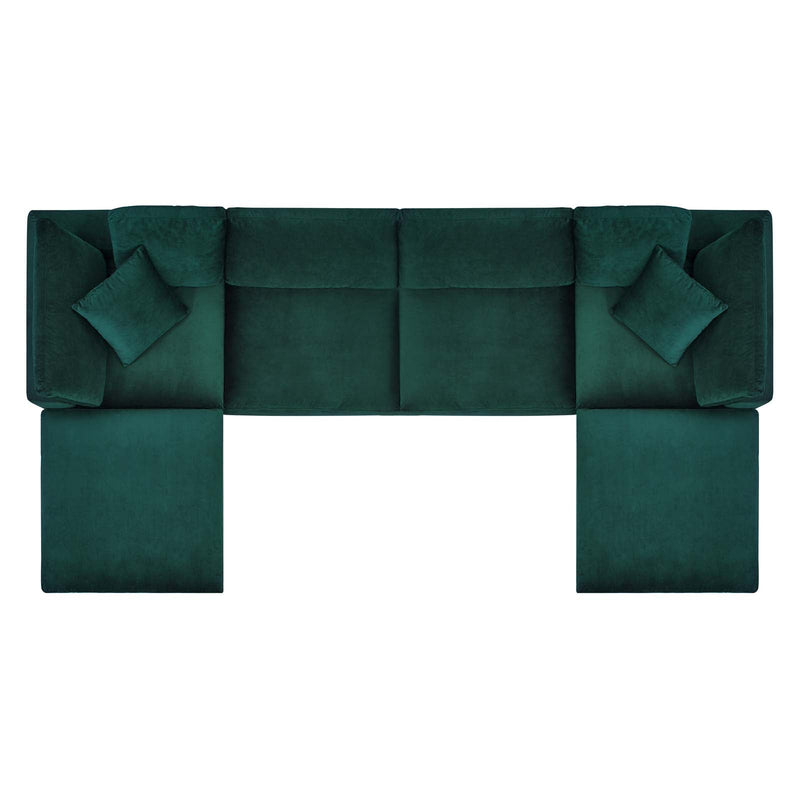 Commix Down Filled Overstuffed Performance Velvet 6-Piece Sectional Sofa