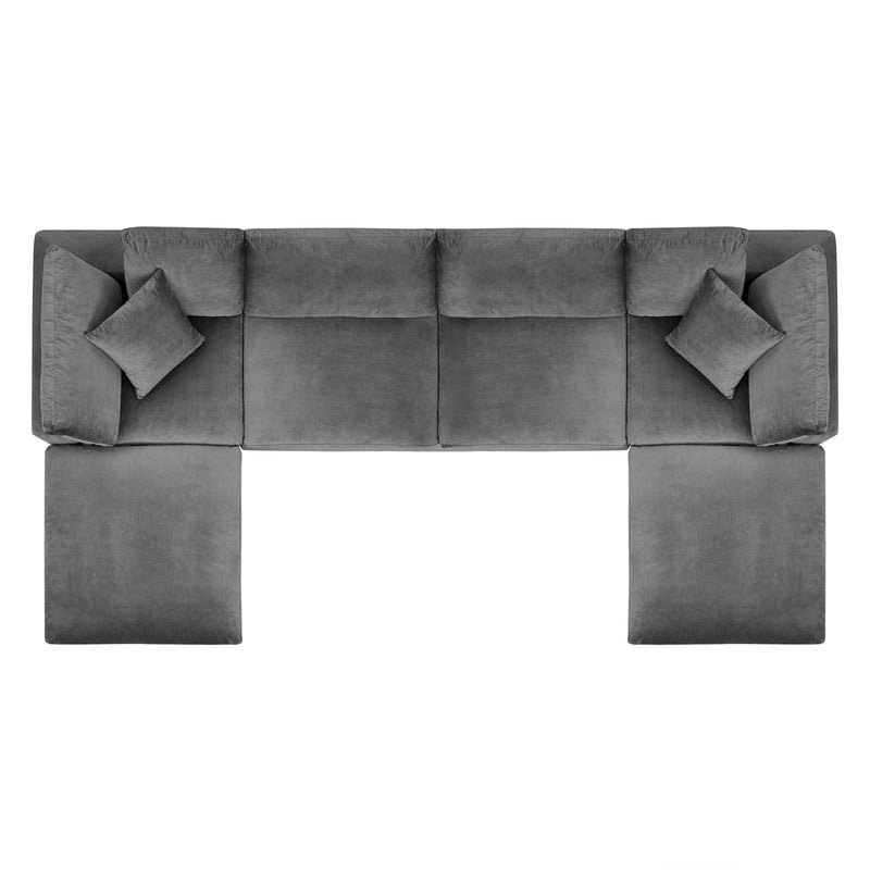 Commix Down Filled Overstuffed Performance Velvet 6-Piece Sectional Sofa