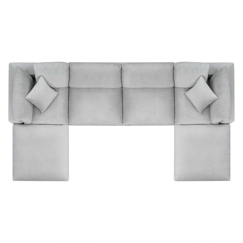 Commix Down Filled Overstuffed Performance Velvet 6-Piece Sectional Sofa
