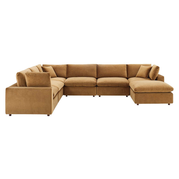 Commix Down Filled Overstuffed Performance Velvet 7-Piece Sectional Sofa