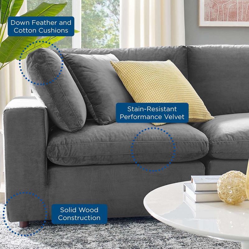 Commix Down Filled Overstuffed Performance Velvet 7-Piece Sectional Sofa