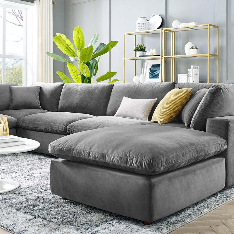 Commix Down Filled Overstuffed Performance Velvet 7-Piece Sectional Sofa
