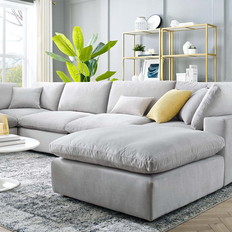 Commix Down Filled Overstuffed Performance Velvet 7-Piece Sectional Sofa