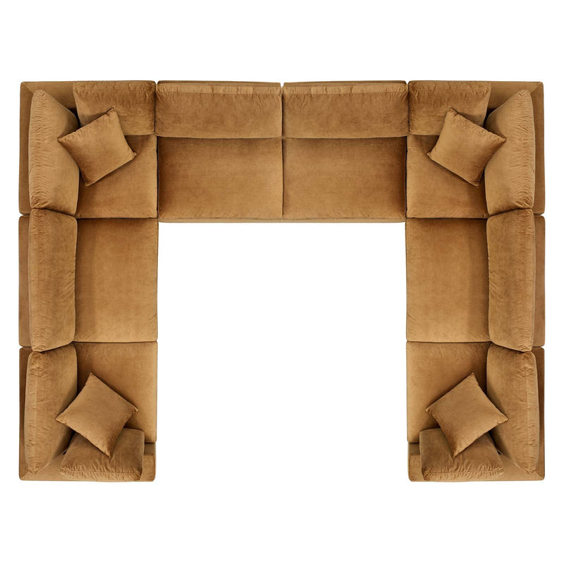 Commix Down Filled Overstuffed Performance Velvet 8-Piece Sectional Sofa