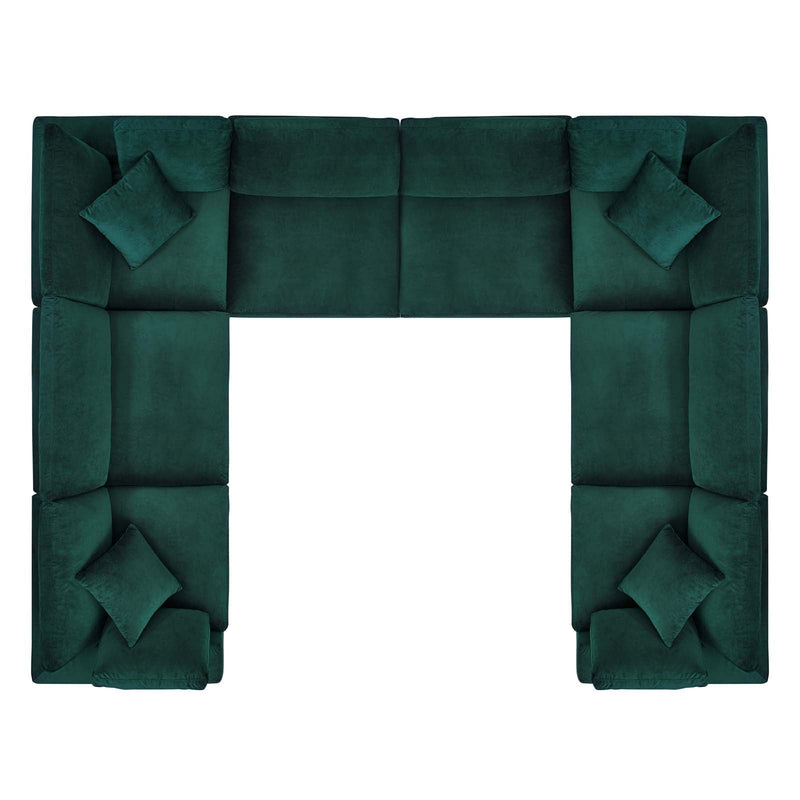 Commix Down Filled Overstuffed Performance Velvet 8-Piece Sectional Sofa