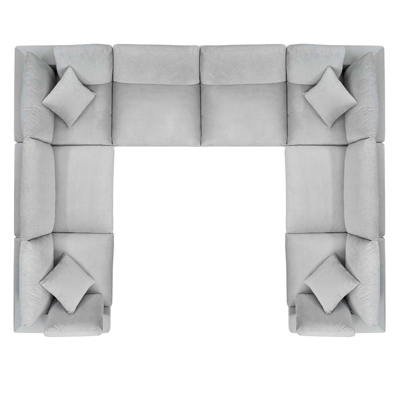 Commix Down Filled Overstuffed Performance Velvet 8-Piece Sectional Sofa