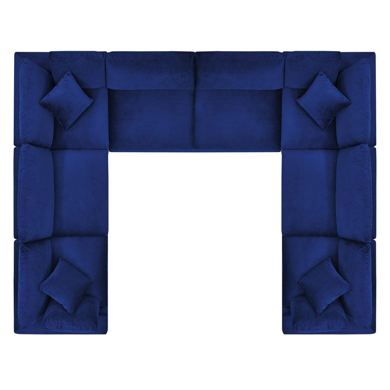 Commix Down Filled Overstuffed Performance Velvet 8-Piece Sectional Sofa