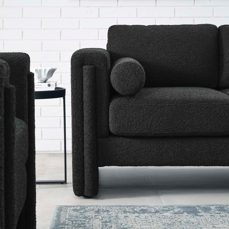 Visible Boucle Fabric Loveseat