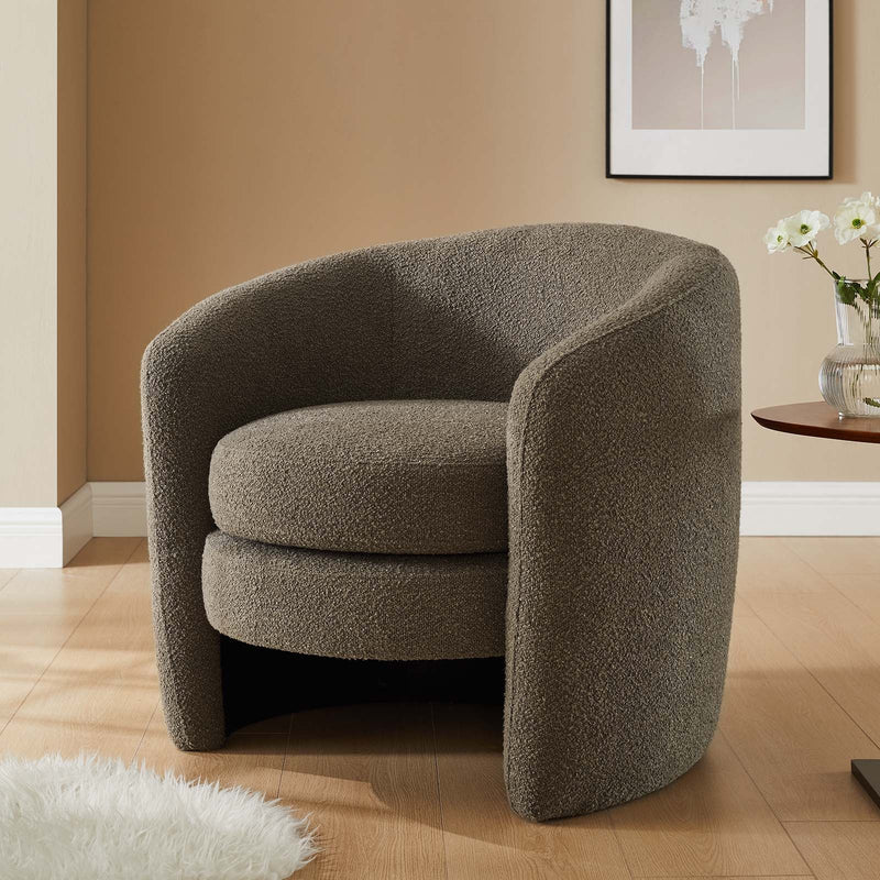 Affinity Upholstered Boucle Fabric Curved Back Armchair