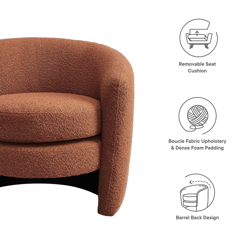 Affinity Upholstered Boucle Fabric Curved Back Armchair