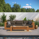 Tahoe Outdoor Patio Acacia Wood 2-Piece Sofa and Coffee Table Set