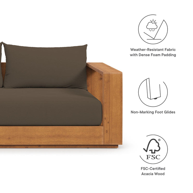 Tahoe Outdoor Patio Acacia Wood 2-Piece Sofa and Coffee Table Set