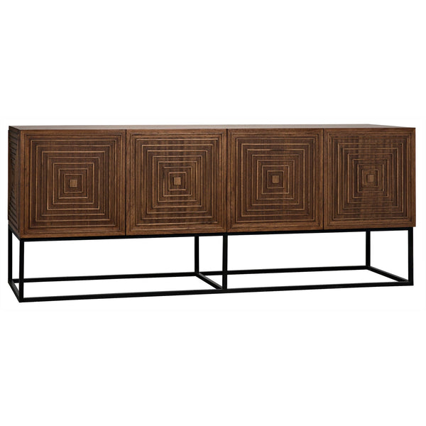 Lanon Sideboard with Steel Base, Dark Walnut