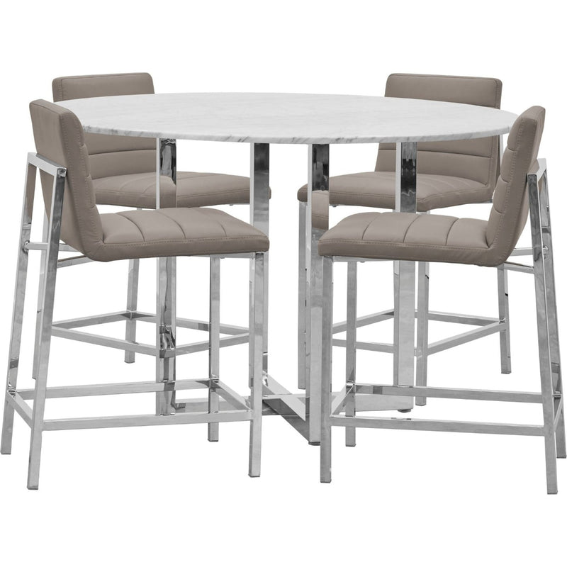 Amalfi Metal Back Counter Stool in Taupe Leather